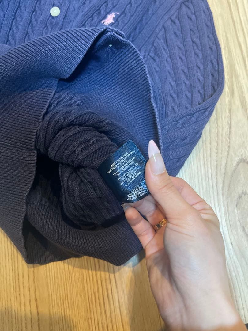 Ralph Lauren ネイビー ケーブルニット カーディガン XS 春カラー
