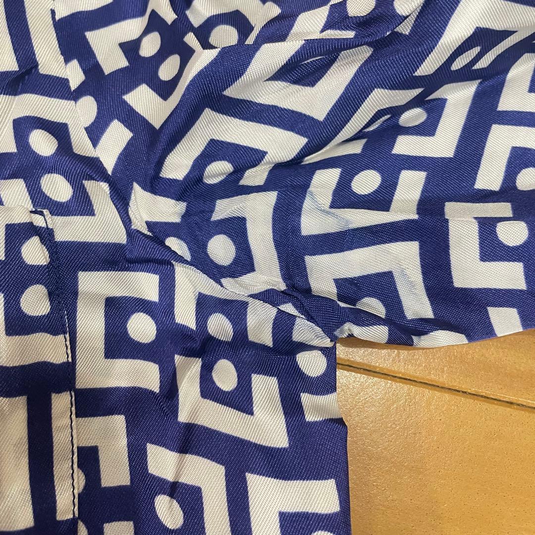 【希少】MARNI 幾何学模様 七分袖 ワンピース　ブルー　ホワイト
