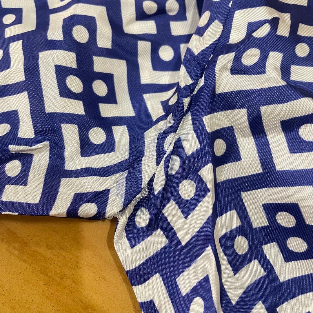 【希少】MARNI 幾何学模様 七分袖 ワンピース　ブルー　ホワイト