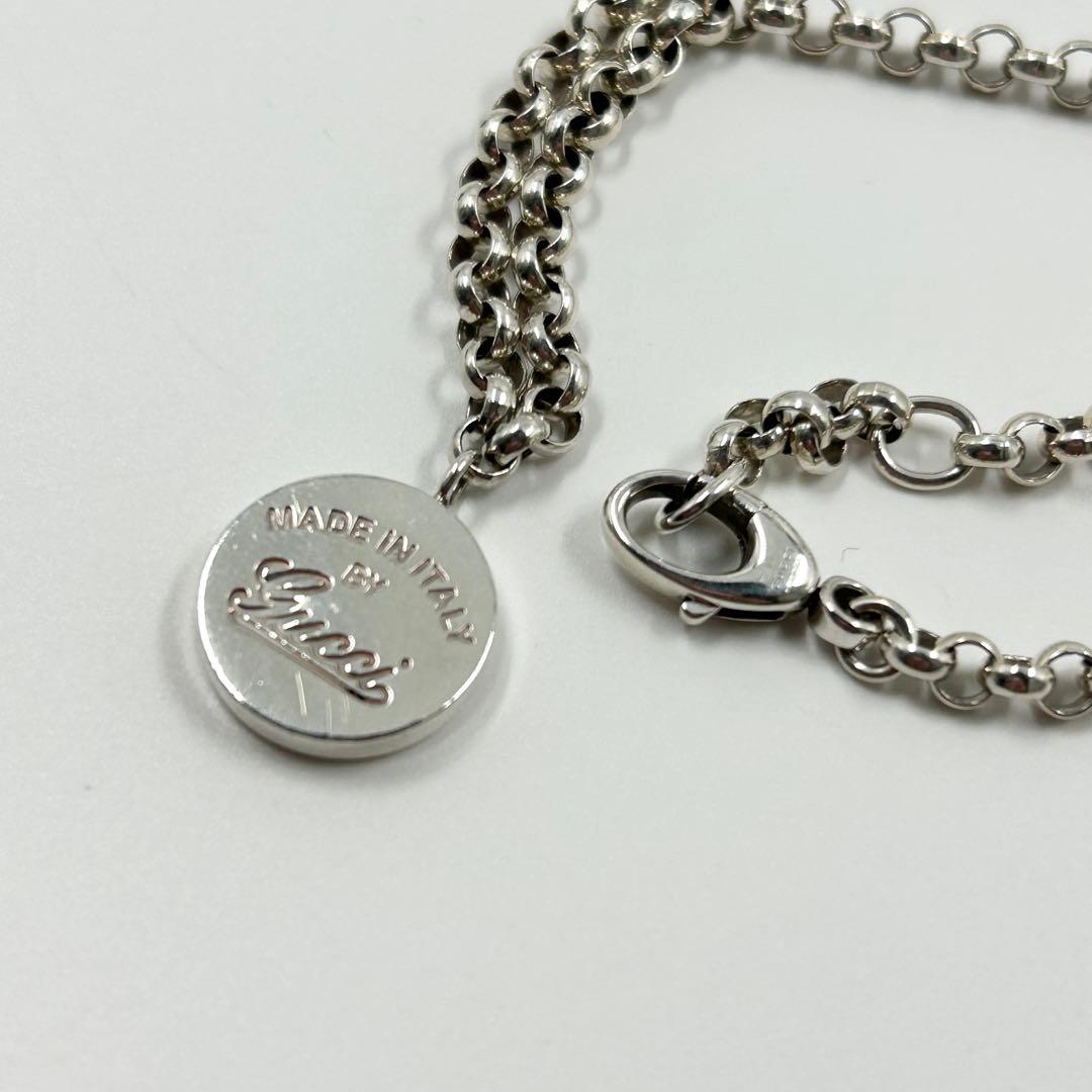 美品✨　グッチ　ネックレス　サークル　ロゴ　刻印　チャーム　シルバー　925