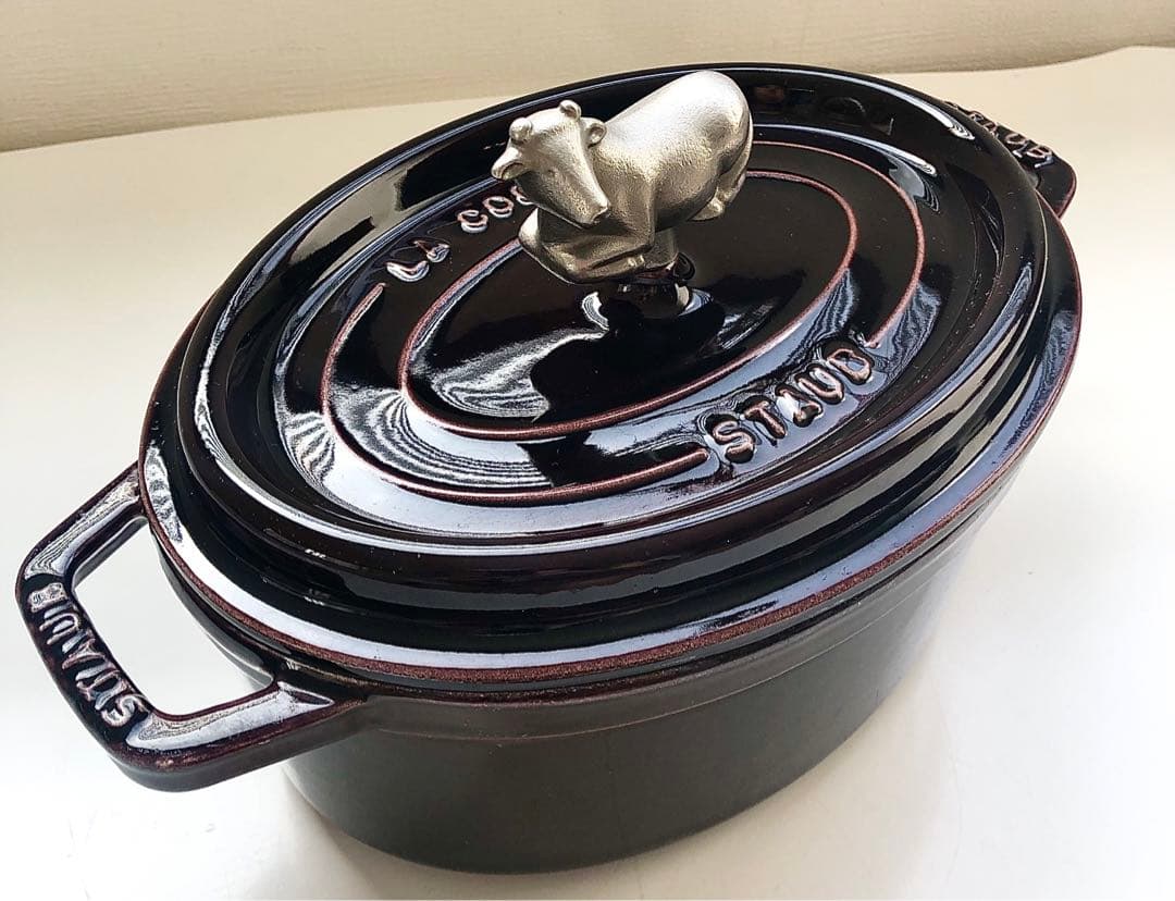 【中古】ストウブ ナス オーベルジン 23cm アニマルノブ付き