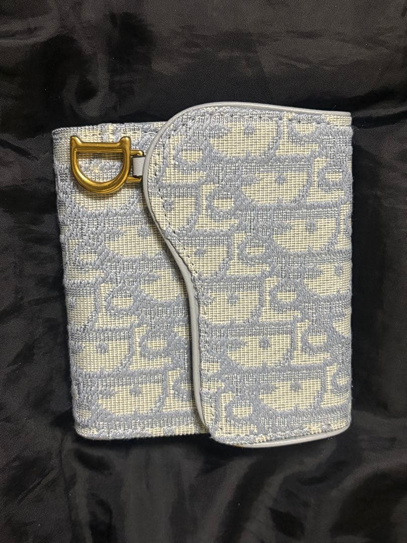 Dior 三つ折り財布 ブルー/ホワイト