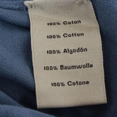 ◇HERMES メンズ 薄手 半袖ニット スモークブルー×ネイビー×白