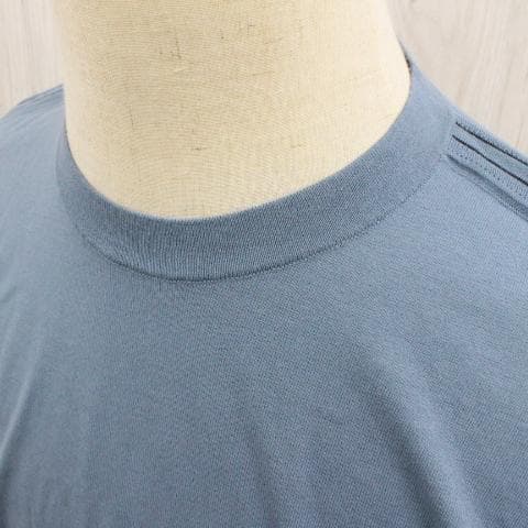 ◇HERMES メンズ 薄手 半袖ニット スモークブルー×ネイビー×白