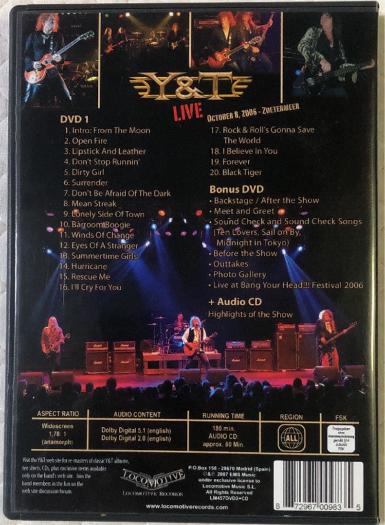 2DVD＋CD！Y&T / One Hot Night/ 2007年