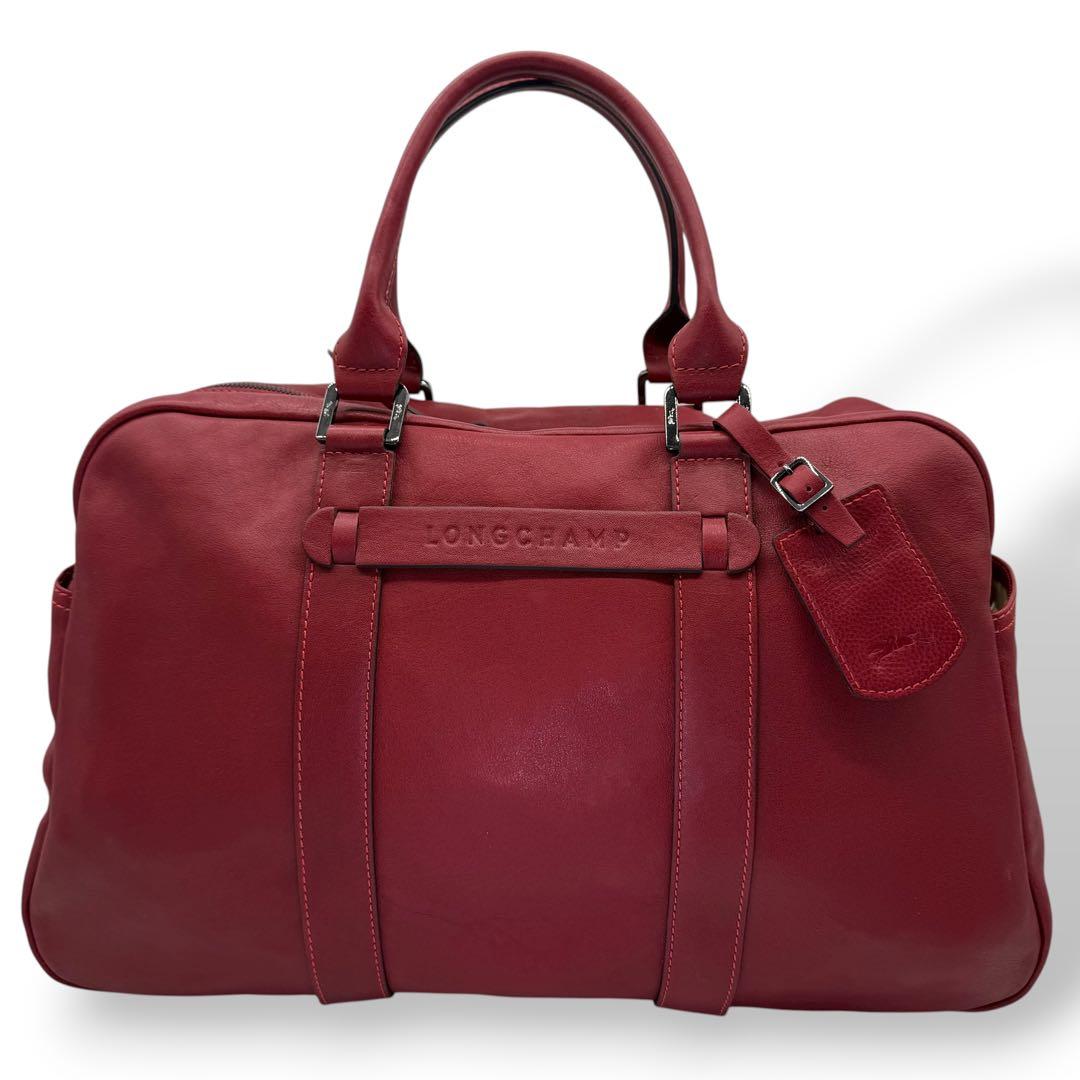 LONGCHAMP ロンシャン ボストンバッグ レザー ボルドー 肩掛け 大容量