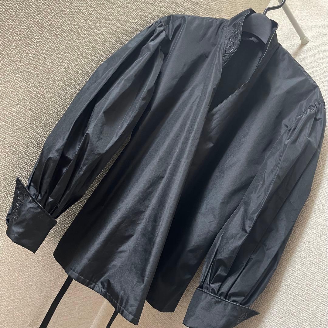 クリスチャンディオールDior/カシュクール刺繍入りスタンドカラージャケット黒M
