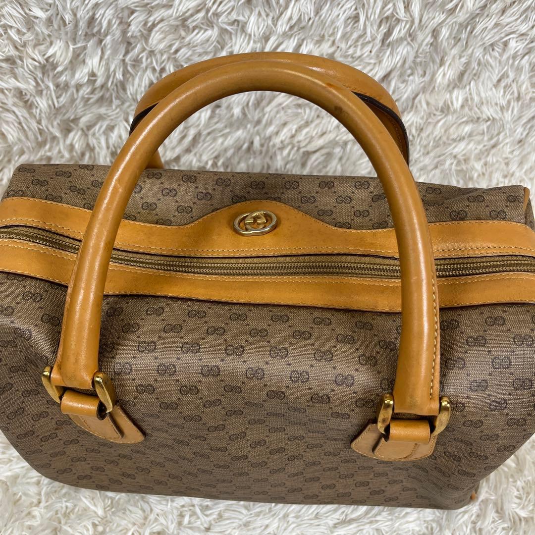 GUCCI グッチ　ミニボストンバッグ　ハンド　GG　金具　レザー　希少