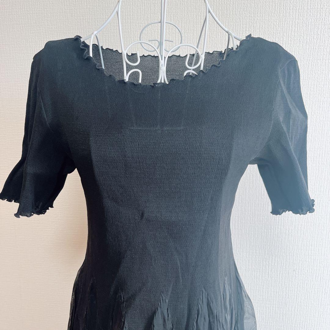 ハーモニカ 2点セット ローズ刺繍 パネルスカート ワンピース 黒 F ブラック
