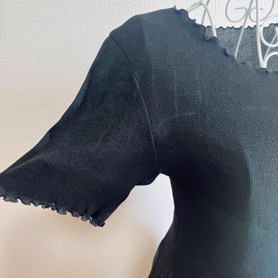 ハーモニカ 2点セット ローズ刺繍 パネルスカート ワンピース 黒 F ブラック
