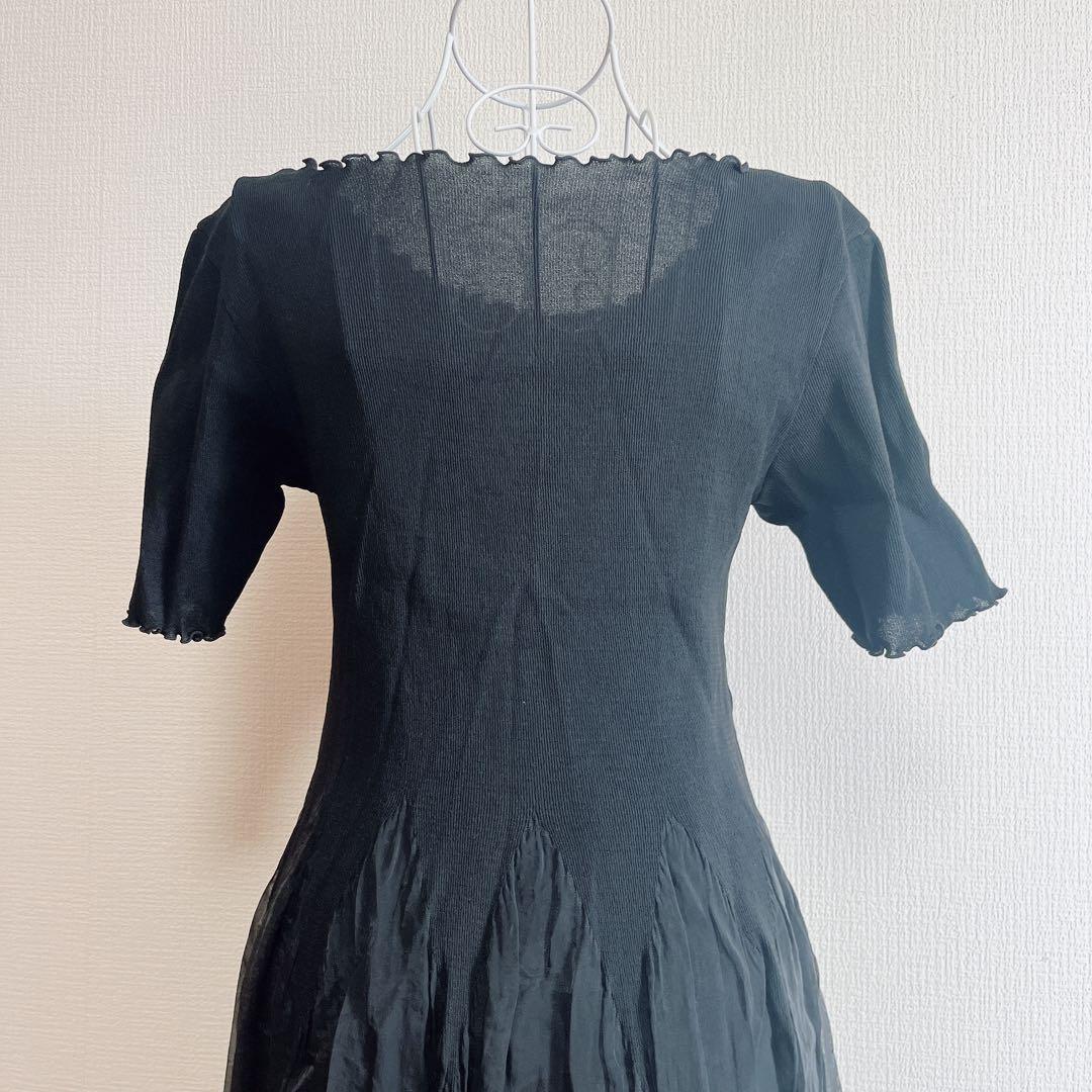 ハーモニカ 2点セット ローズ刺繍 パネルスカート ワンピース 黒 F ブラック