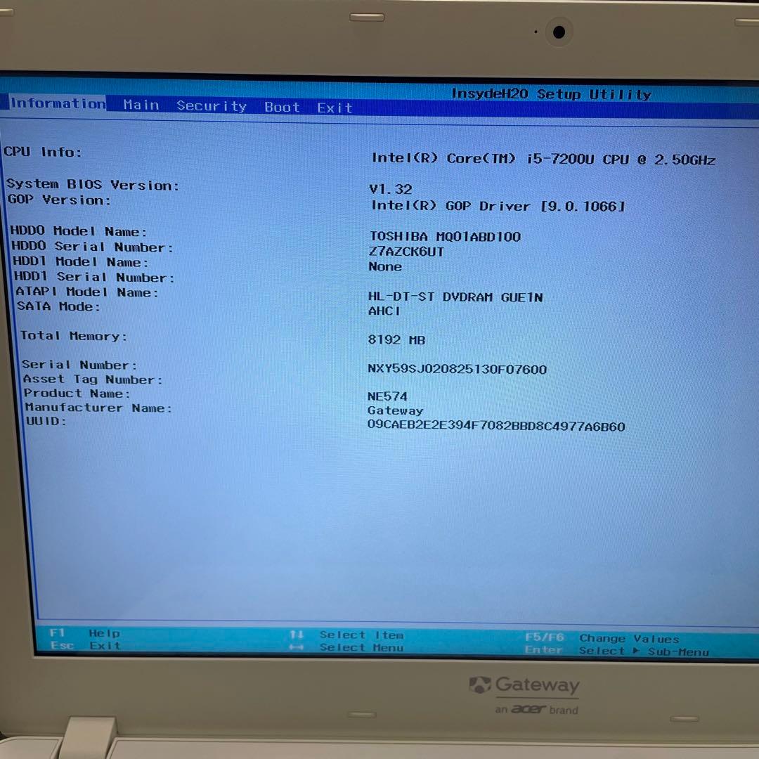 Gateway ノートパソコン NE NE574-S58G/F マーブルホワイト