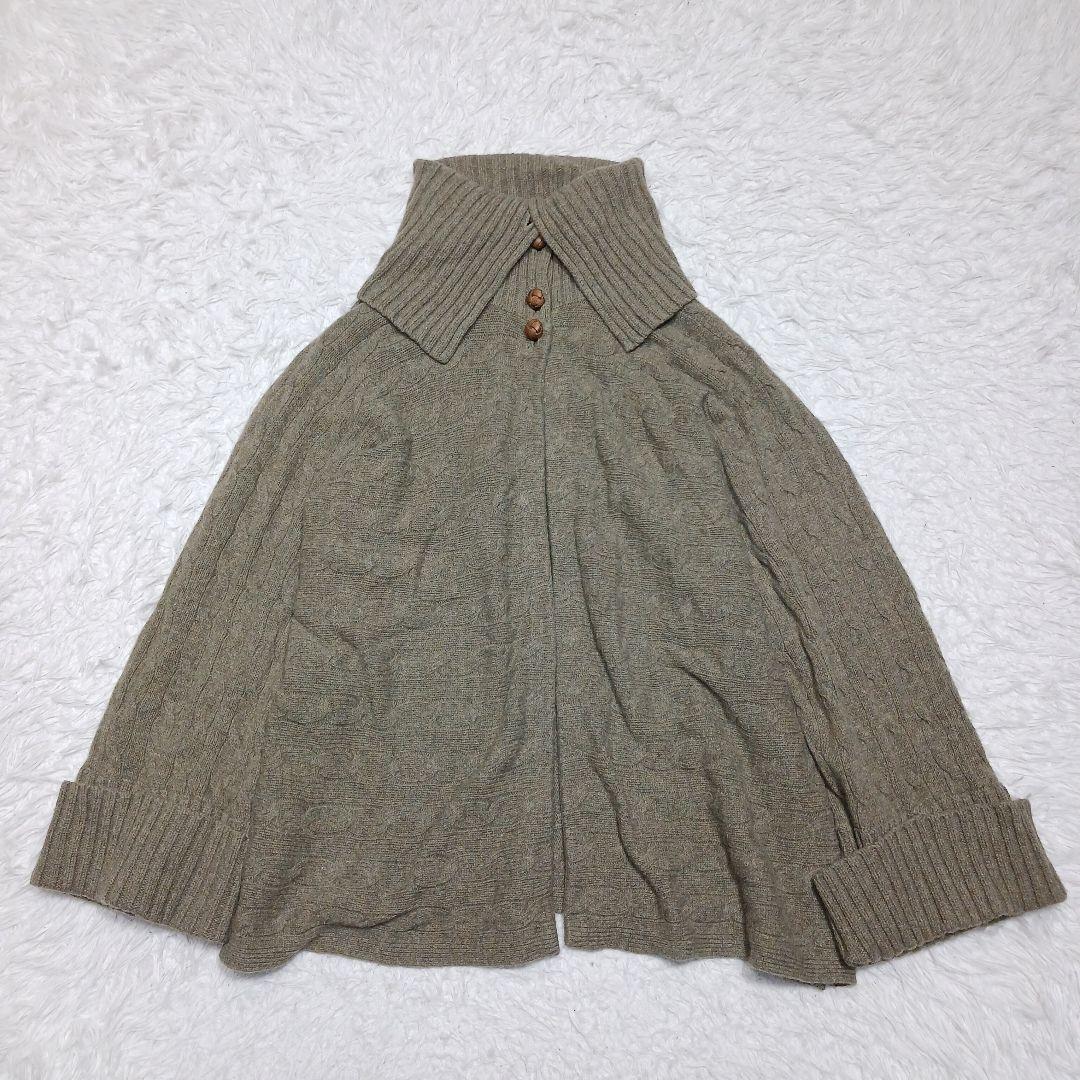 ✨レアデザイン✨ラルフローレン　カーデ　ポンチョ　ケーブルニット　カシミヤ混　M