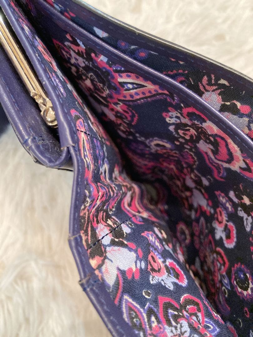 【美品】ANNA SUI バタフライ　レザー　がま口　二つ折り財布