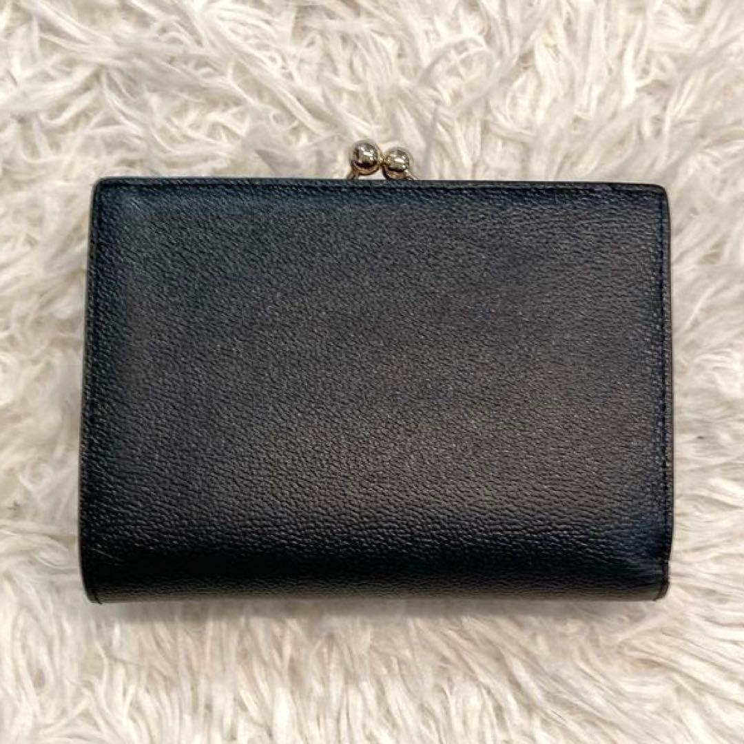 【美品】ANNA SUI バタフライ　レザー　がま口　二つ折り財布