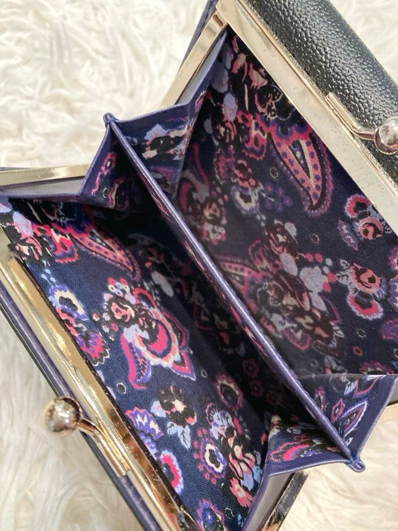 【美品】ANNA SUI バタフライ　レザー　がま口　二つ折り財布