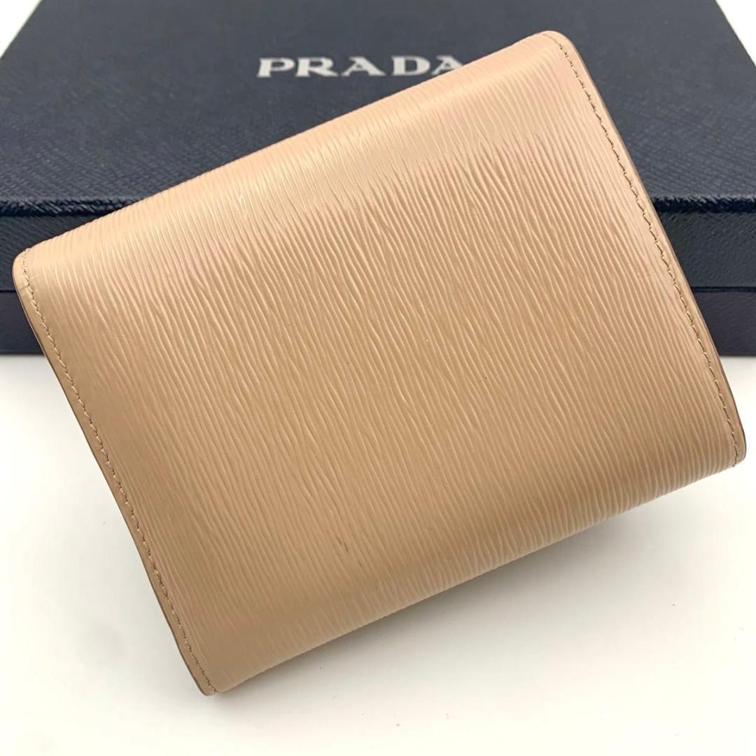 鑑定済み 箱付き プラダ 財布 ヴィッテロムーブ レザー コンパクト ピンク