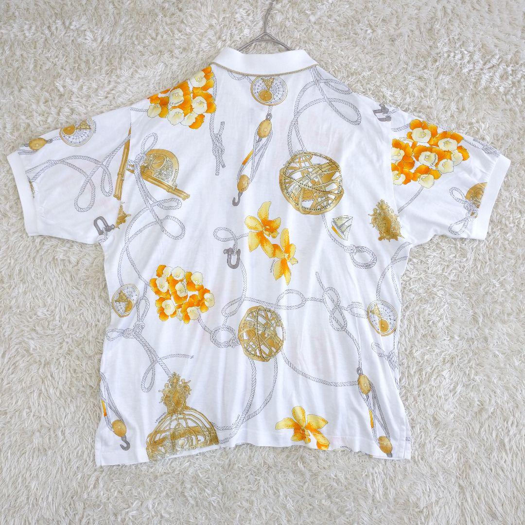 LEONARD SPORT　美品スカーフ柄ゴールドラインカラーデザインポロシャツ