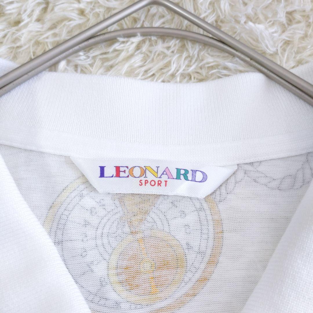 LEONARD SPORT　美品スカーフ柄ゴールドラインカラーデザインポロシャツ