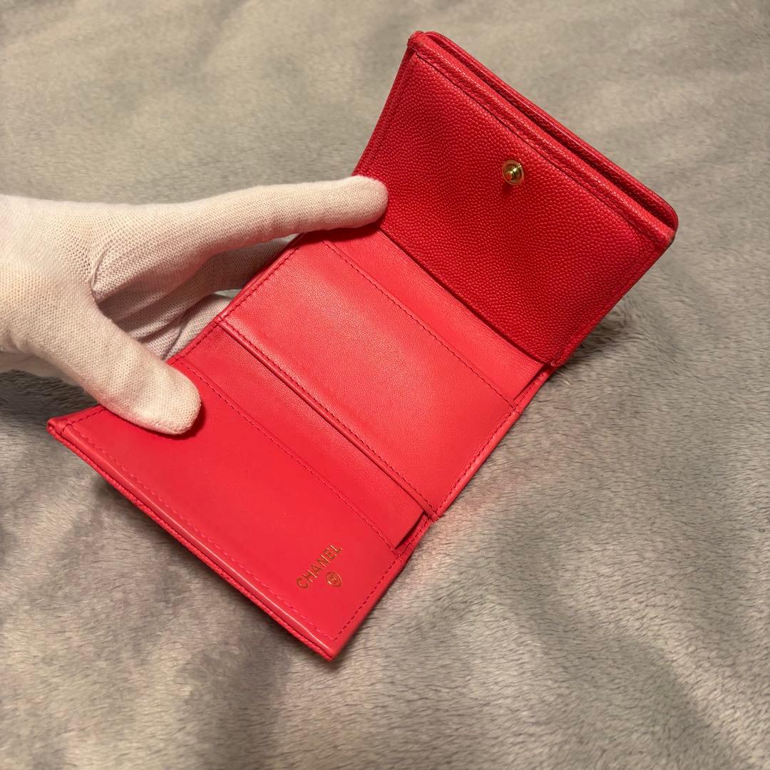 CHANEL ミニウォレット 三つ折り財布　マドモアゼル ピンク