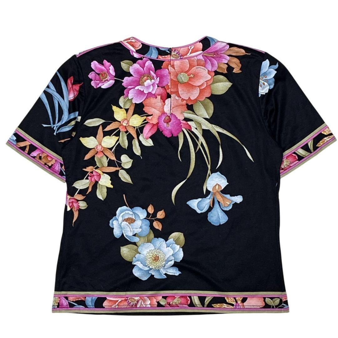【極美品】LEONARD レオナール トップス カットソー 半袖 花柄 黒 M