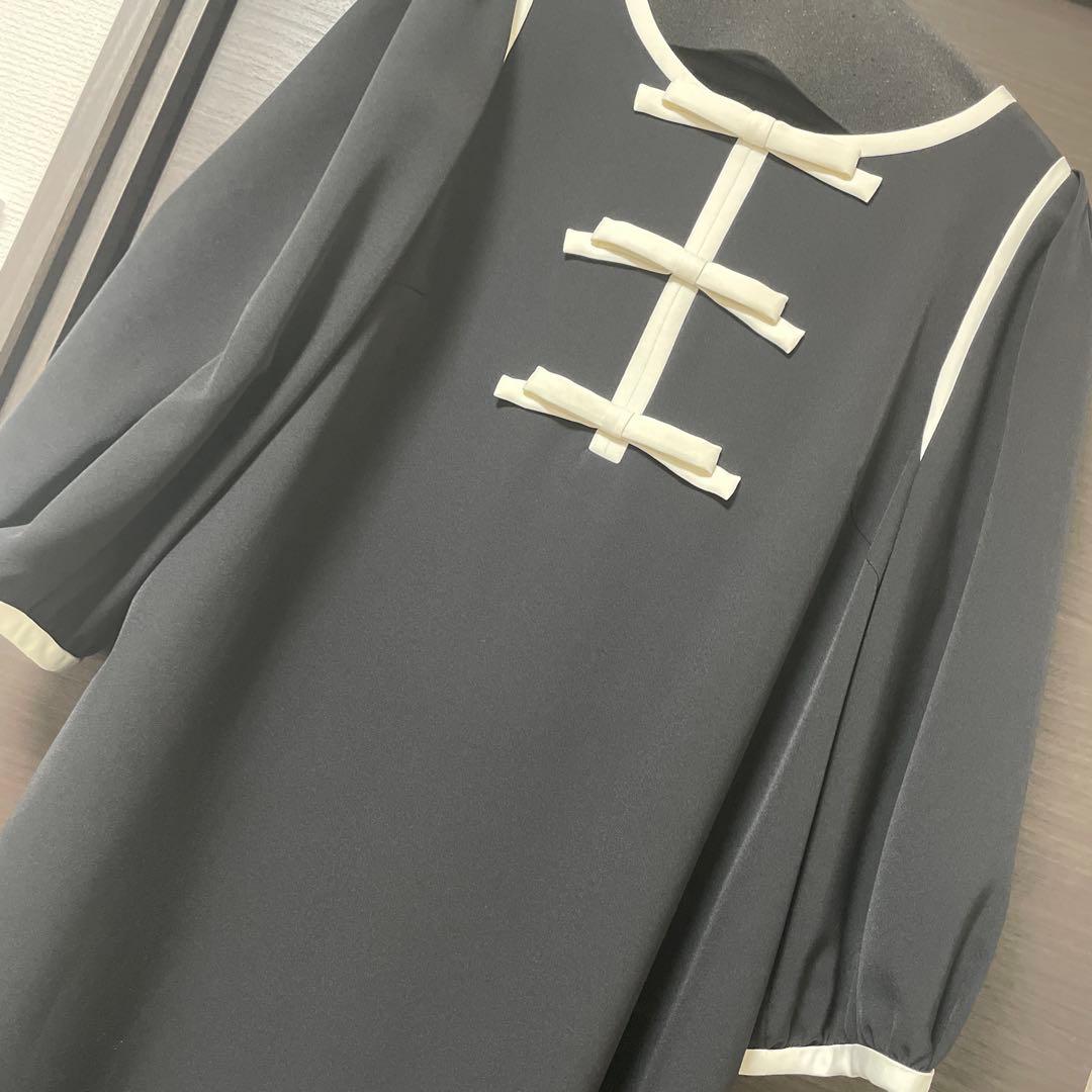 新品　タグつき　ローズティアラ　黒　ダブルクロス　バイカラー　ワンピース　46