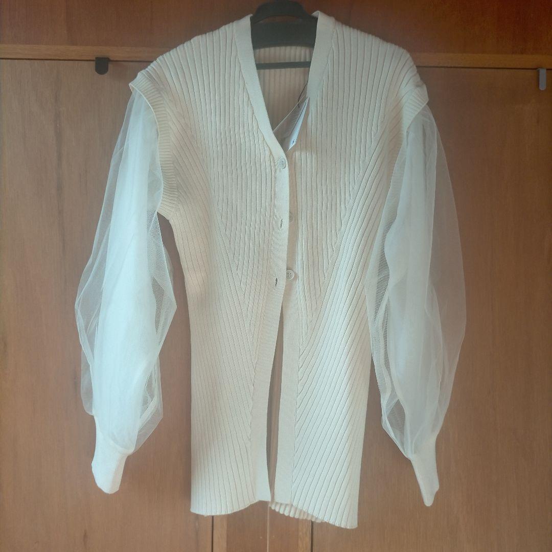 新品✦AMERI SHEER SLEEVE WAVE KNIT CARDIGAN