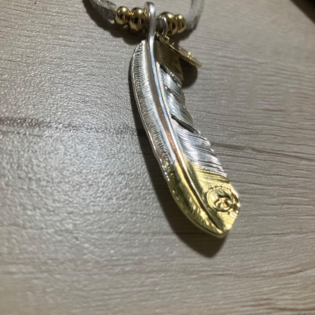【本日削除】ゴローズ goro’s 先金特大フェザー　大メタル　鹿革紐　金ビーズ