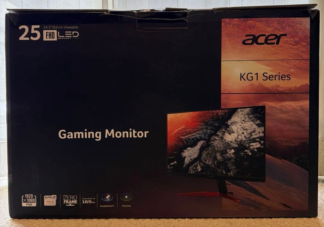 送料込！acer 165Hz対応 24.5インチゲーミングモニターKG251Q