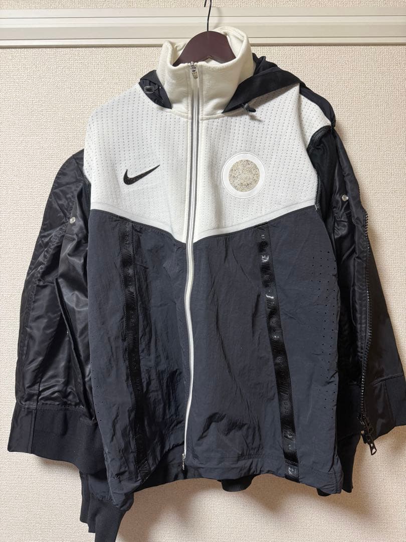 Nike×sacai ジップアップ フード付きジャケット ブラック
