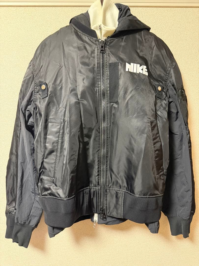 Nike×sacai ジップアップ フード付きジャケット ブラック