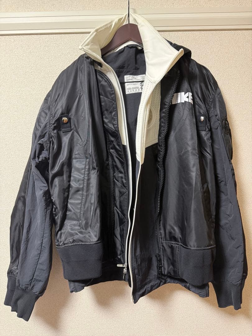 Nike×sacai ジップアップ フード付きジャケット ブラック