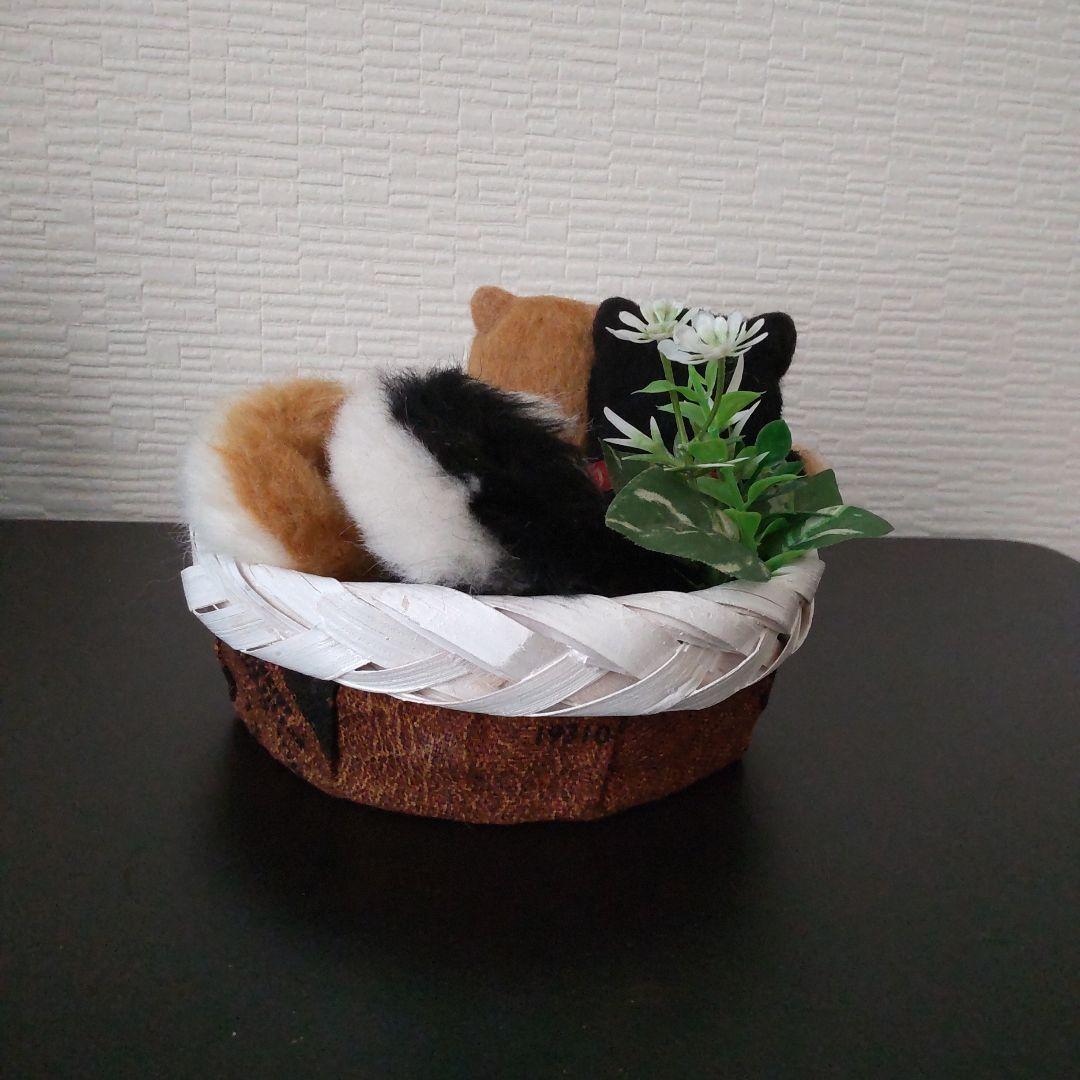 羊毛フェルト☆クラフトかご柴犬☆ハンドメイド