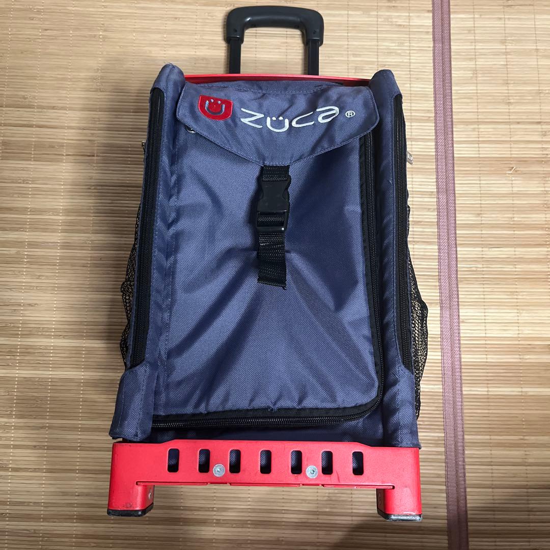 ZÜCA キャリーカート 赤フレーム紺　中型　4輪