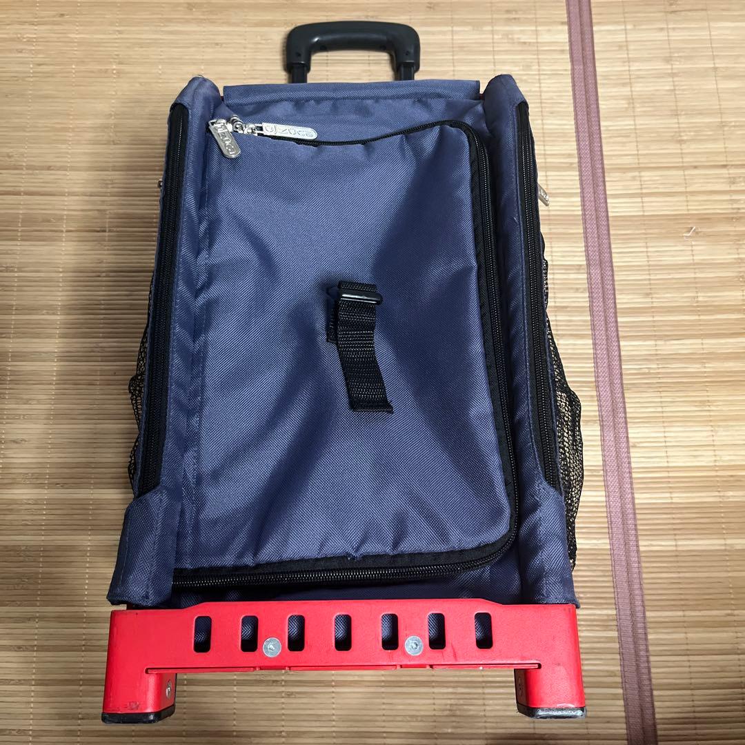 ZÜCA キャリーカート 赤フレーム紺　中型　4輪