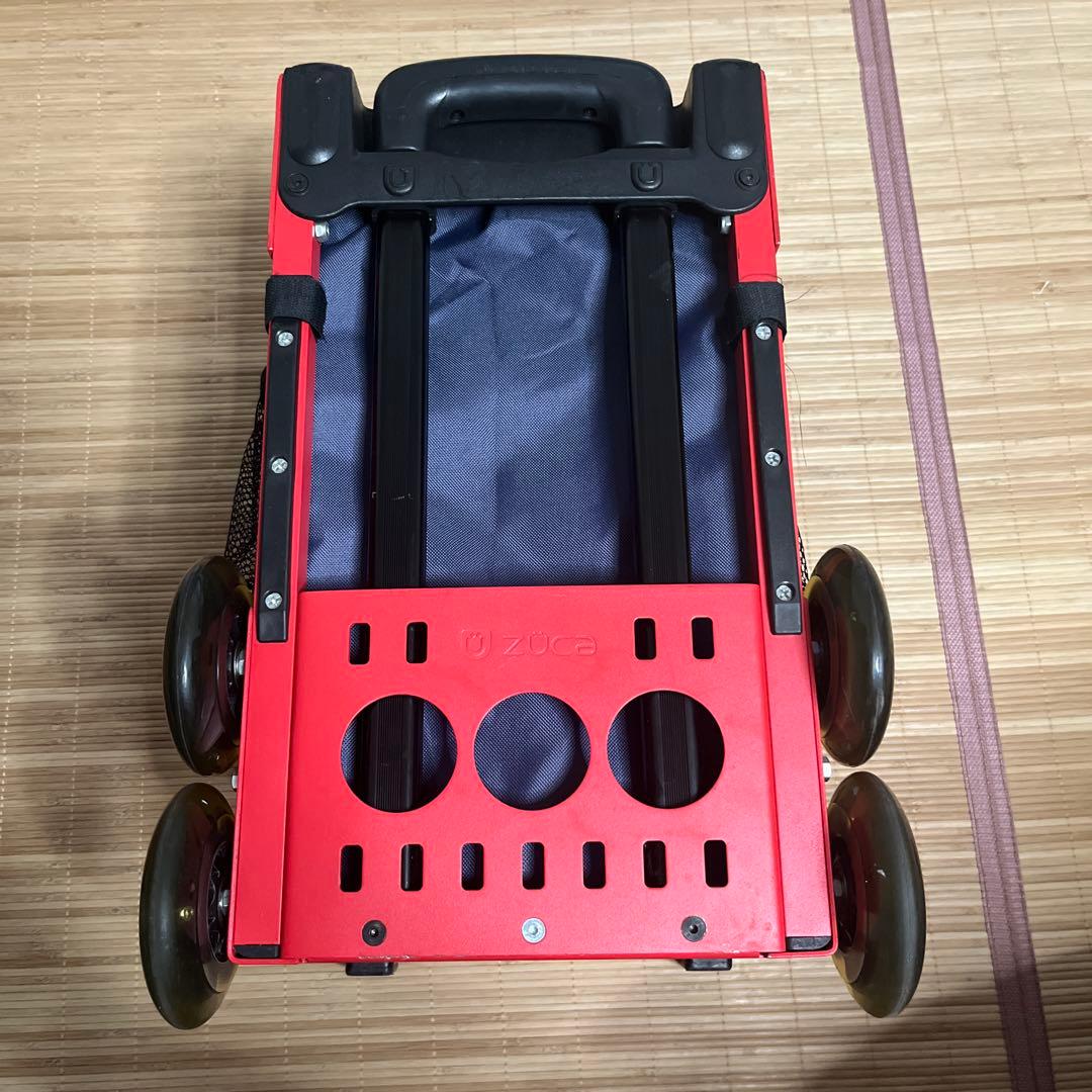 ZÜCA キャリーカート 赤フレーム紺　中型　4輪