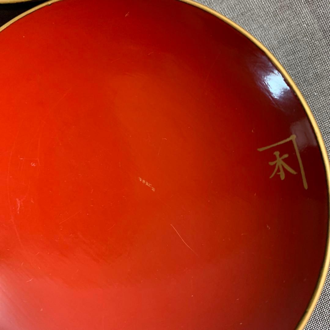 【骨董品】漆器　お椀　汁椀　20個セット　松と鶴の模様　グリーン