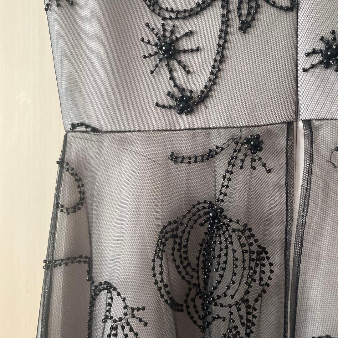 グレースコンチネンタルのチュール刺繍フレアドレス　サイズ36