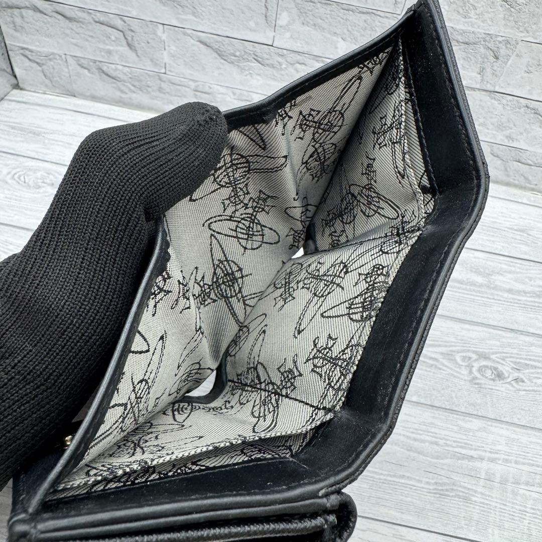 【美品】ヴィヴィアンウエストウッド 三つ折り財布 オーブ　レザー ブラック