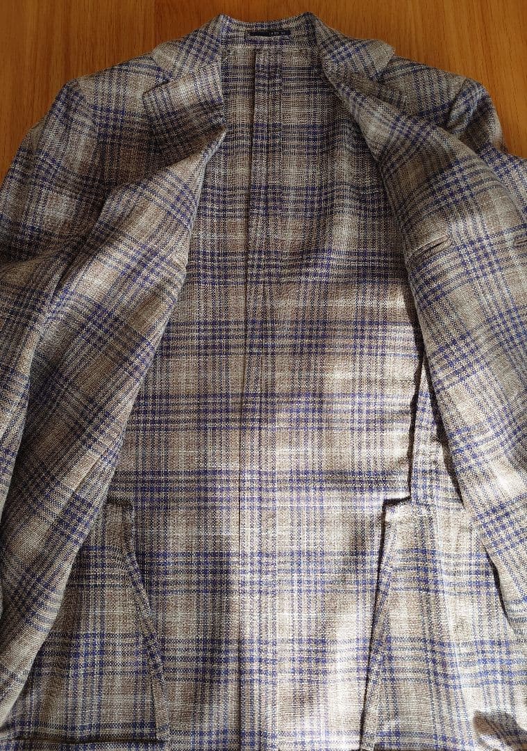 LARDINI ウールシルク チェックジャケット 44