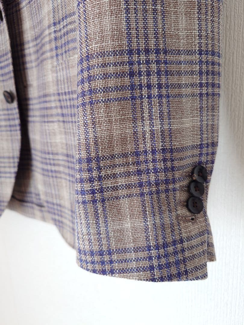 LARDINI ウールシルク チェックジャケット 44