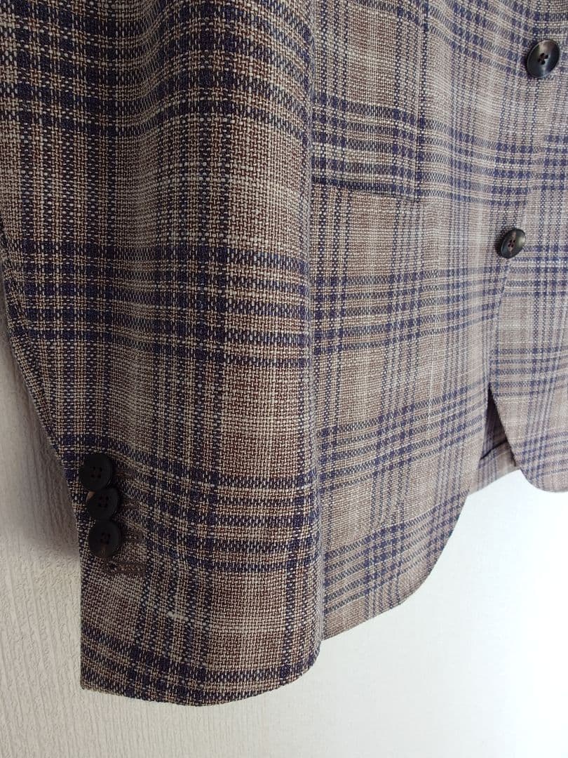 LARDINI ウールシルク チェックジャケット 44