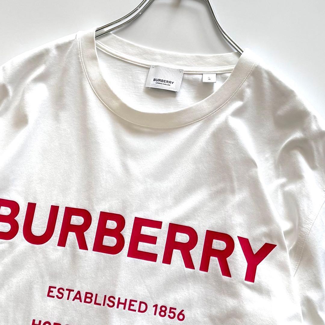 近年 BURBERRY バーバリー ロゴTシャツ リカルド期 ホワイト×レッド