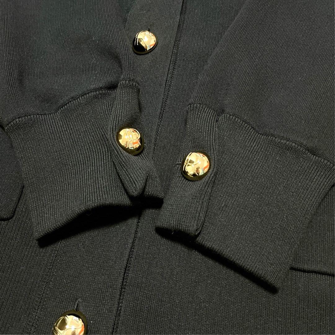 極美品⭐️アダムエロペ　ロゴボタン　カーディガン　黒　金ボタン　25ss 手洗い
