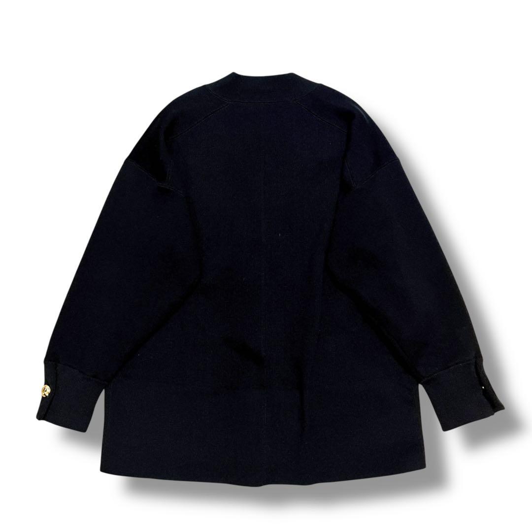 極美品⭐️アダムエロペ　ロゴボタン　カーディガン　黒　金ボタン　25ss 手洗い