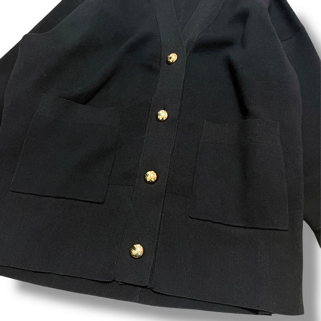 極美品⭐️アダムエロペ　ロゴボタン　カーディガン　黒　金ボタン　25ss 手洗い