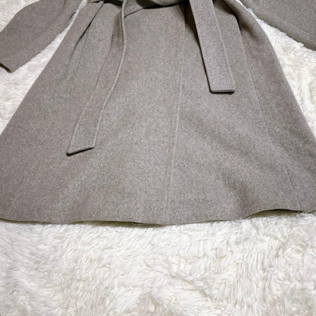 極美品 アマカ ロングコート グレー レッキスファー カシミヤ混 ベルト付 L