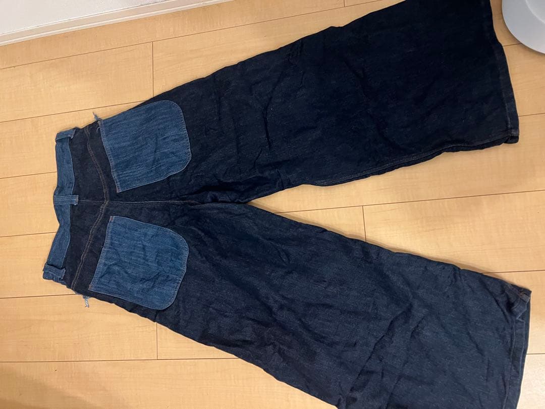 TSUMORI CHISATO フリンジ付きダークブルーデニムパンツ