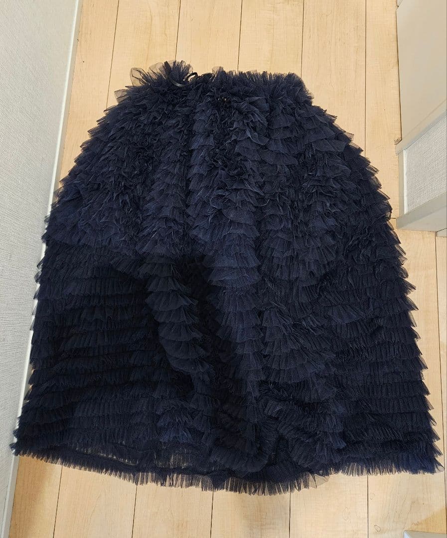 Bibiy ネイビー ロングフレアスカート F