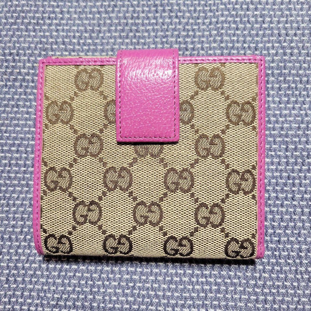 レア 極美品 GUCCI グッチ GGパターン キャンバス地 二つ折り財布